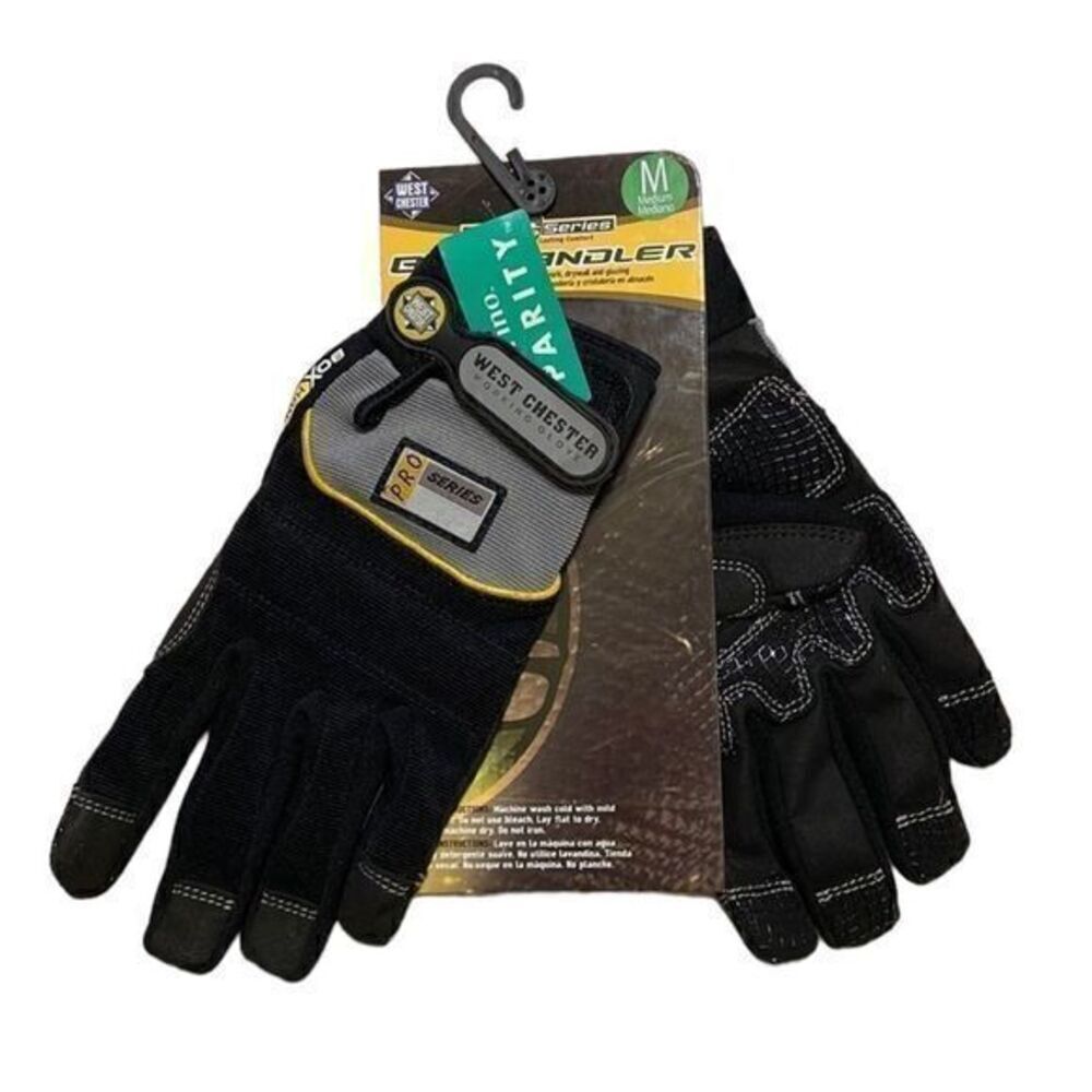 West Chester Pro Series Box Handler Work Gloves Black Gray Medium 86650 NEW